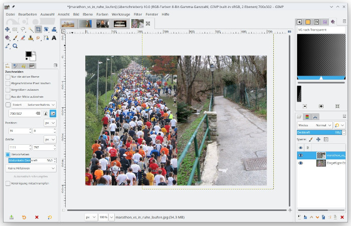 Screenshot der Bildbearbeitung Gimp.