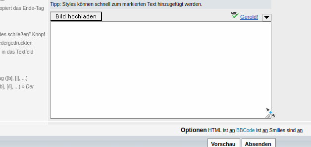 Ein Textfeld, dessen rechte untere Ecke schraffiert ist. Der Mauszeiger über diesem Eck hat die Form eines Doppelpfeils angenommen, der nach links oben und rechts unten zeigt.